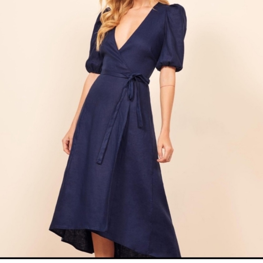 Reformation Linen Midi Wrap Dress